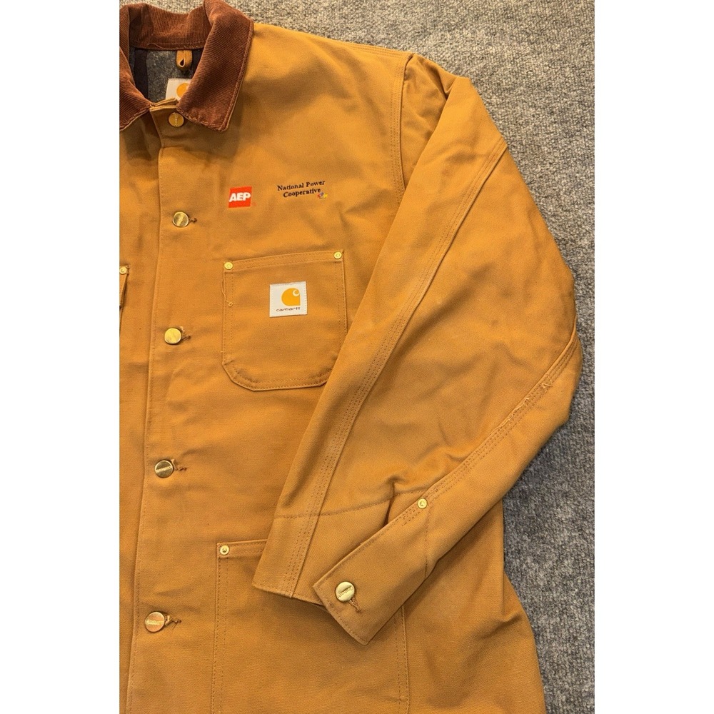 Vintage Carhartt C01 Chore Coat Mens 46 Brown AEP Union Made USA Blanket Lined - Picture 3 of 13